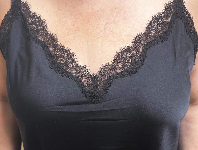 Lace accent on neckline