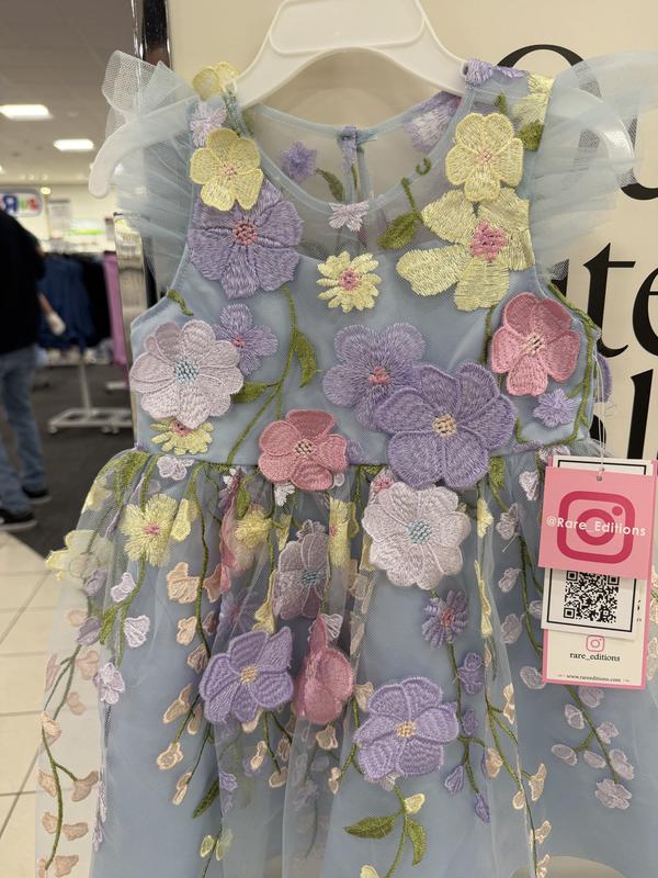 Rare Editions Girls' 2T-6X Floral Embroidered Mesh Illusion Dress - Macy's