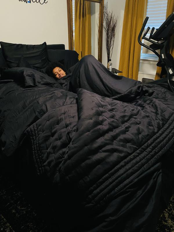 Indulgence Black Quilted Duvet Cover Sham Set