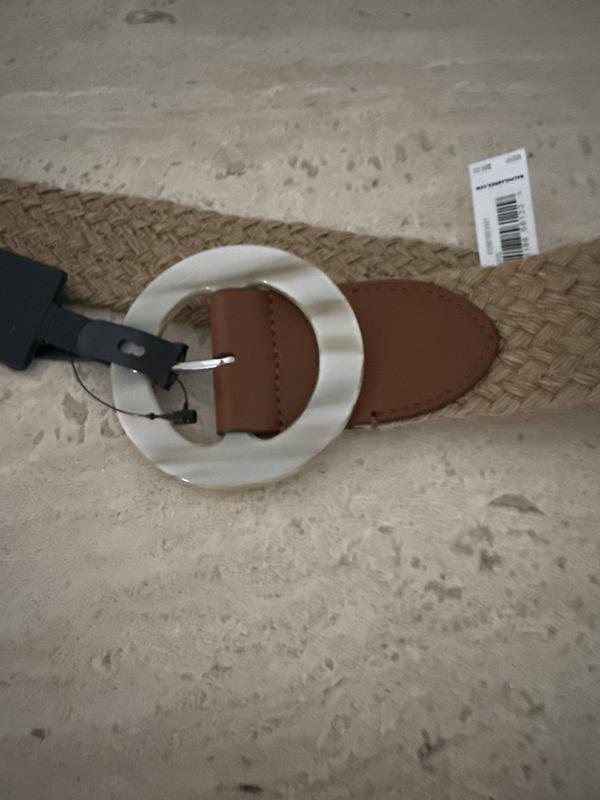 Lauren Ralph Lauren Tan Woven Cord Wide‎ BoHo Belt Round Buckle L/XL Lauren Ralph Lauren Cotton Rope Belt, M - Natural (1 each  main image 3