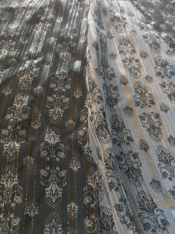 Fabric has shiny threads