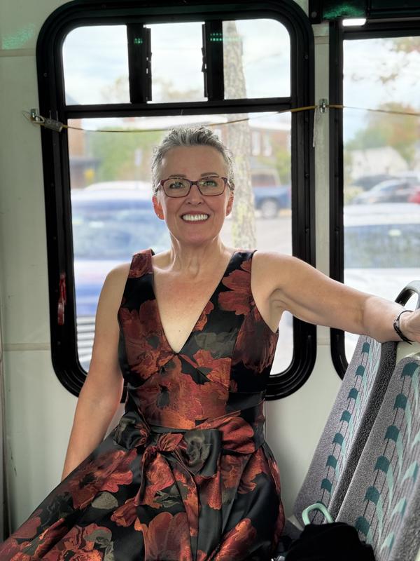 On the bus to the photo shoot.