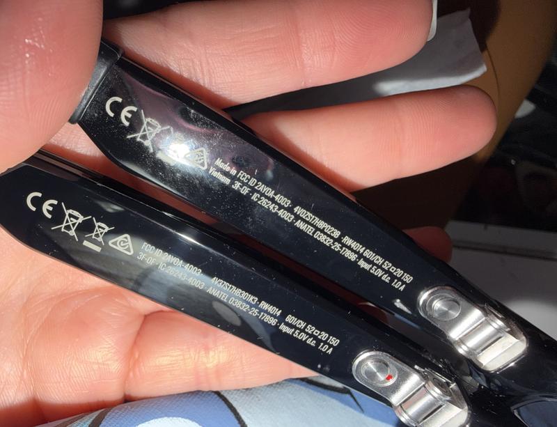 Dirty sticky legs. Button turned on, fabrication numbers aren’t even the same.