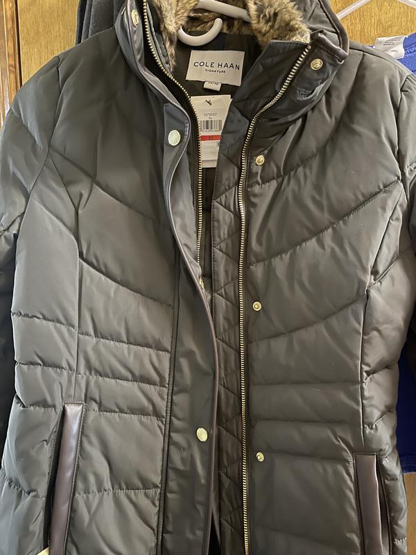 Cole haan faux fur lined puffer coat best sale