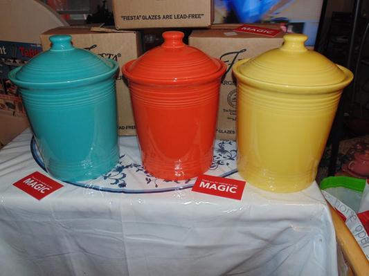 Turquoise Poppy Sunflower LARGE Fiesta Canisters