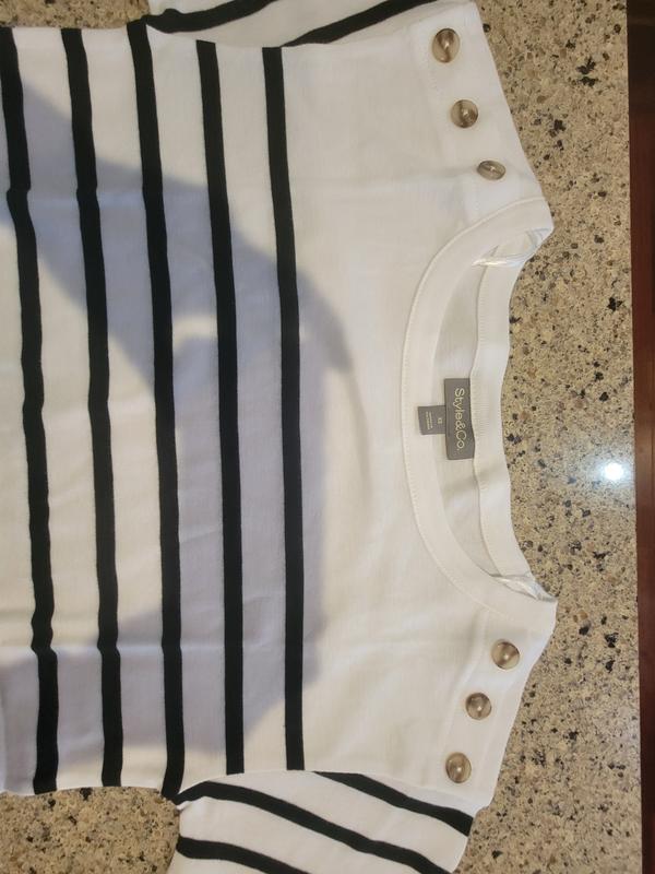 売れ筋商品|||スタイルアンドコー カットソー トップス レディース Women's Pima Cotton Button-Shoulder Top, Exclusively at Macy's Bright White Combo Style & Co Women's Pima Cotton Button-Shoulder Top