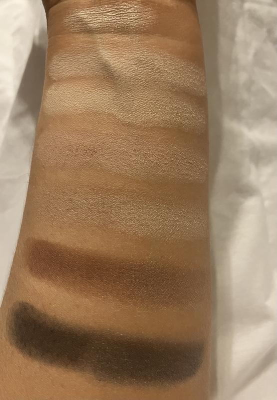I added the highlight/shimmer to the right side of arm; it hardly shows, but it does show different on lids (for 2-3 colors, the darker shades).
