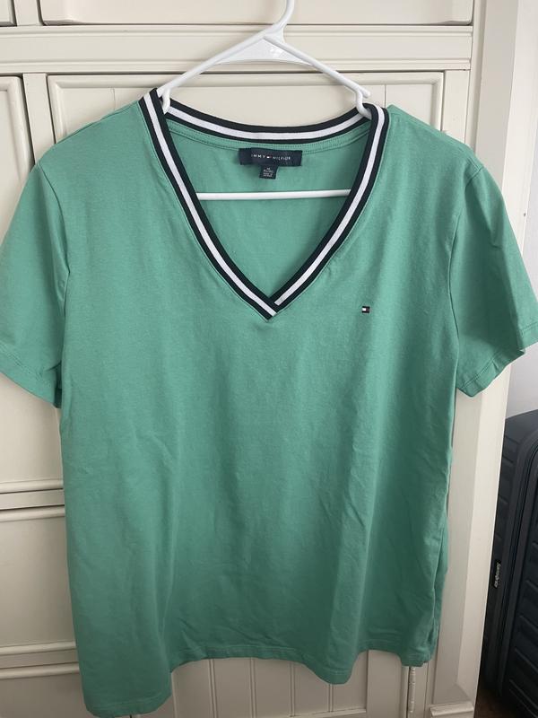 Tommy Hilfiger Women's Striped V-Neck Short-Sleeve T-Shirt