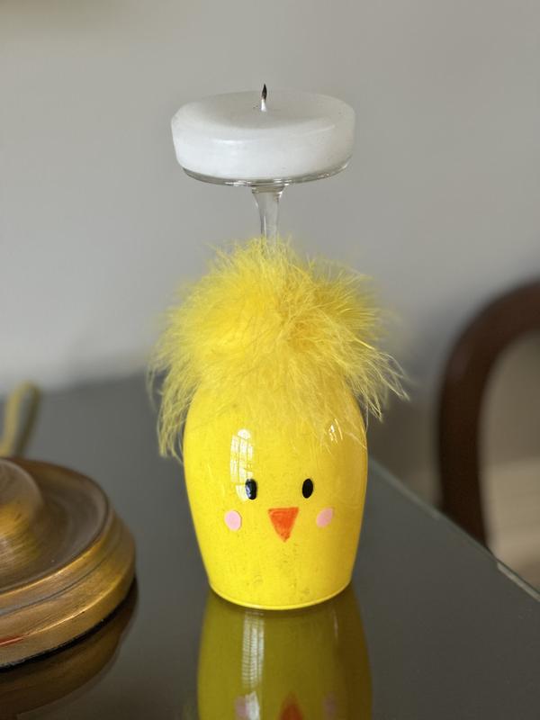 Wine Glass to Easter Chick Candlestick