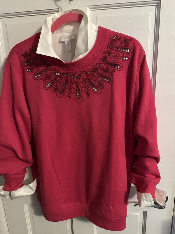 White blouse under the sweatshirt - nice with black or white pants