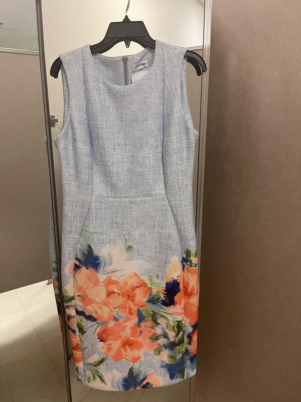 Calvin Klein Women's Printed Jewel-Neck Sheath Dress - Macy's