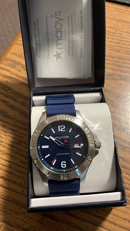 Tommy hilfiger men's navy silicone strap watch 46mm sales