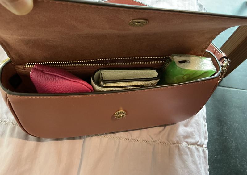 The chalk colored wallet sitting vertically inside my Coach Brook Flap chain bag.  The wallet currently has 15 cards in it.