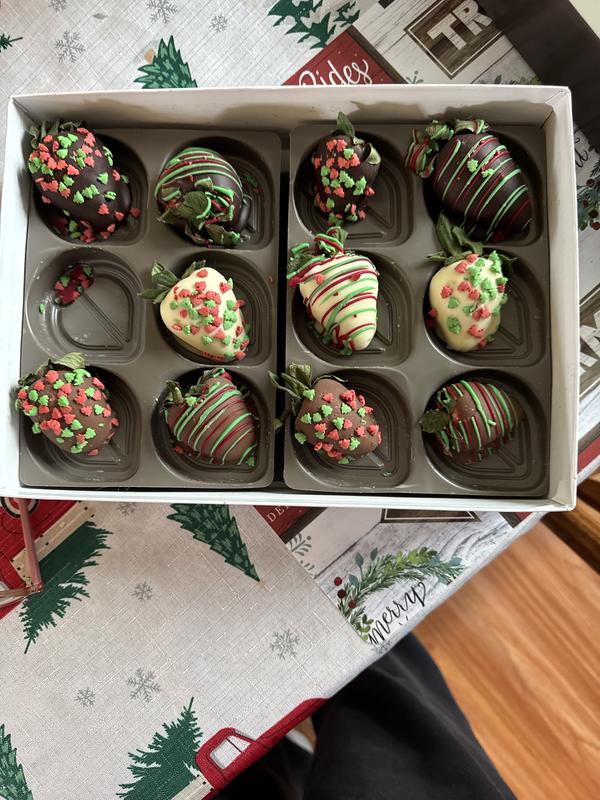 The 1st is the pic  online the next 2 are the ones received. Undersize sloppy and no little Santa wreath, stocking, or gift box.