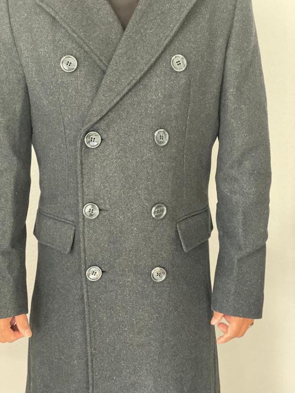 Braveman Men's Double-Breasted Knee Length Wool Blend Three