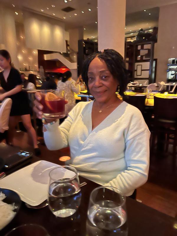 I’m sitting so you can’t really see the beauty of the sweater and how it fits overall.