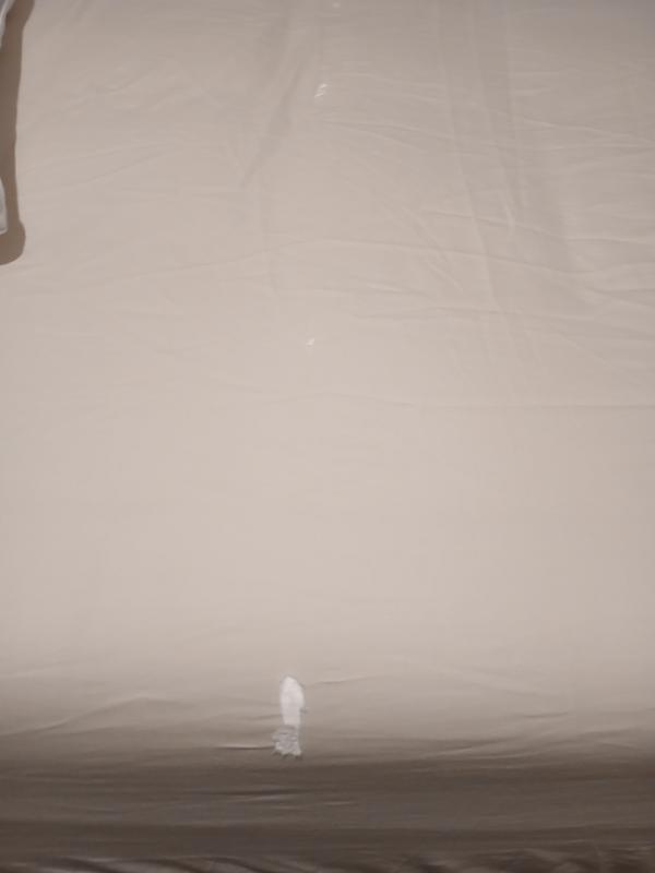 Note the large (frayed) defect just below the enclosed description taken from the packaging