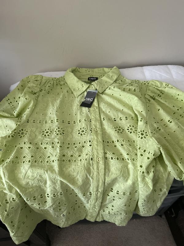 Women's Cotton Eyelet Blouson-Sleeve Blouse, XS-P/XL, Exclusively at Macy's