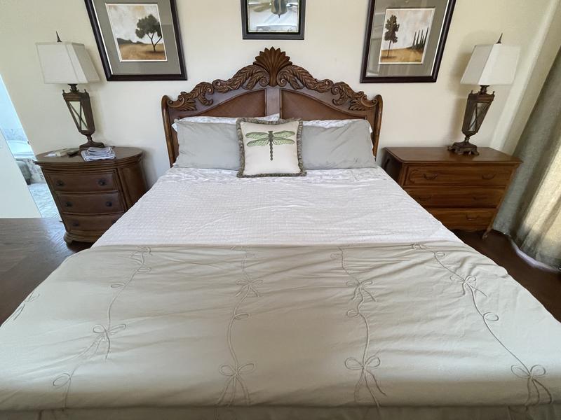 green embroidered duvet