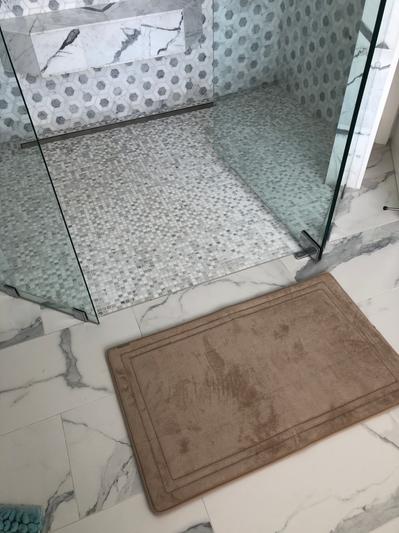 in front of the shower