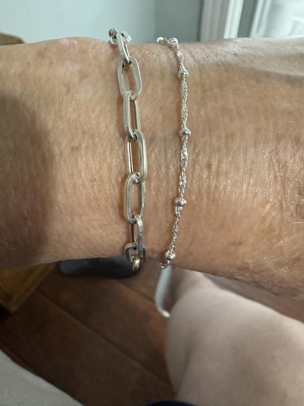 My Giani Bernini sterling silver beaded bracelet, shown with my paper clip bracelet.
