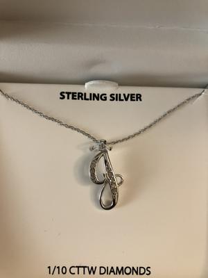 Diamond J Initial 18" Pendant Necklace (1/10 ct. t.w.) in Sterling Silver