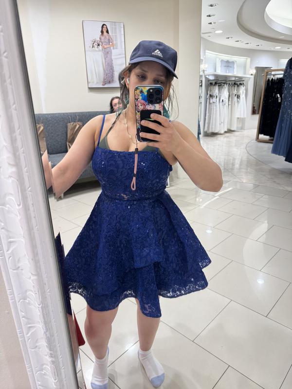 KATIA RAE Juniors' Embroidered Lace Mesh Fit & Flare Dress - Macy's