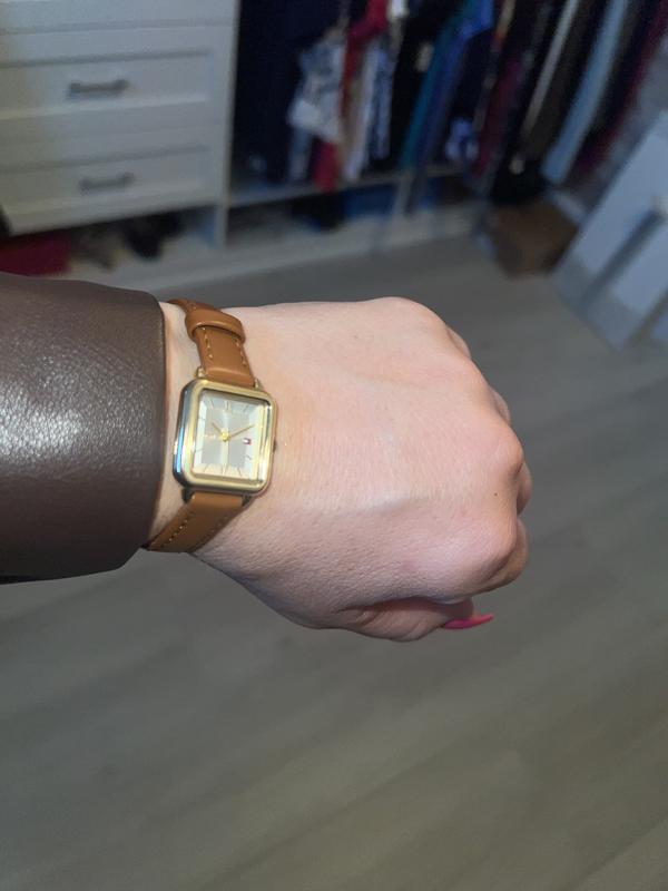 Styled with a chocolate brown moto jacket