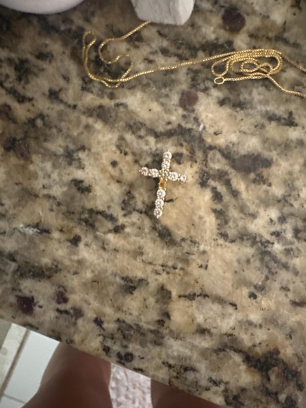 Cubic Zirconia Cross 18 Pendant Necklace