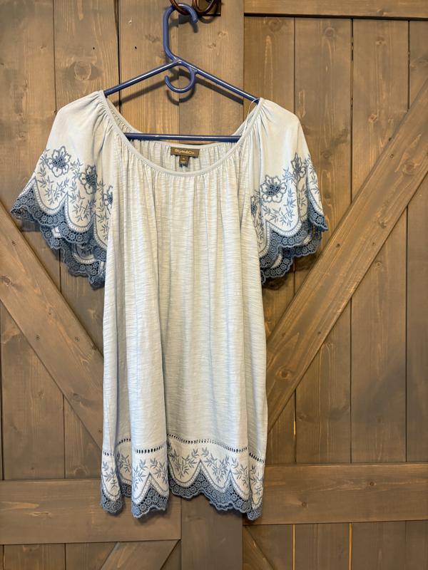売れ筋商品|||スタイルアンドコー カットソー トップス レディース Women's Scoop-Neck Embroidered Short-Sleeve Top, Exclusively at Macy's Flutter Black Style & Co Women's Scoop-Neck Embroidered Short-Sleeve Top