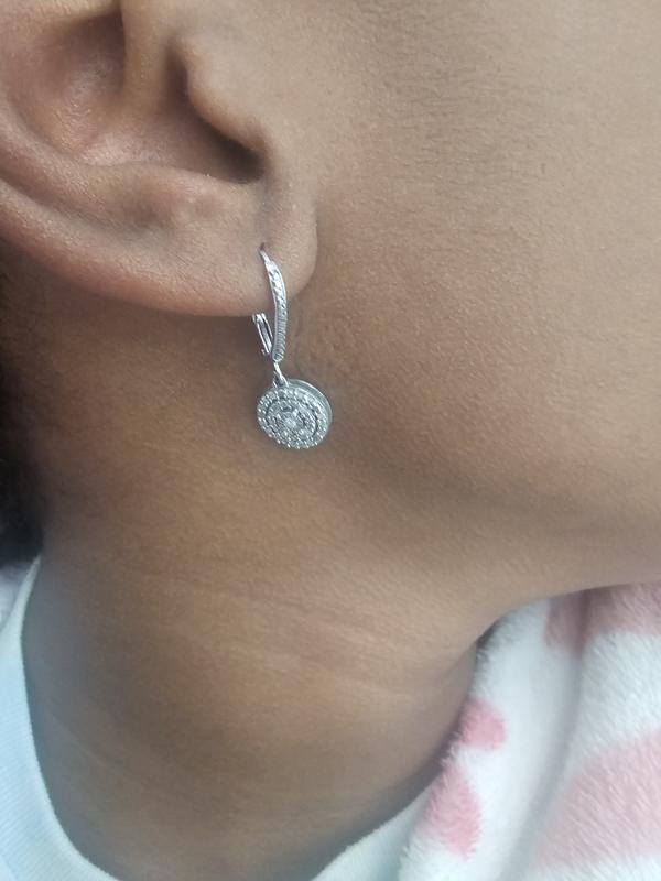 Diamond Circle Leverback Drop Earrings (1/4 ct. tw) in Sterling Silver, Created for Macy's