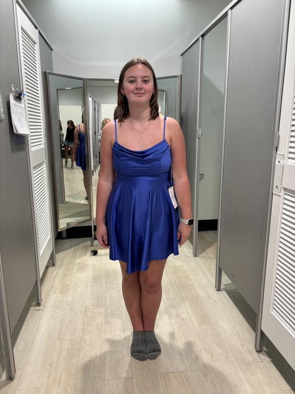 Juniors' Draped-Top Skater Dress