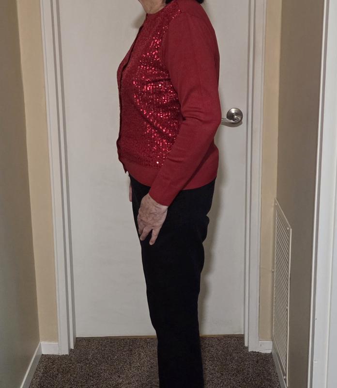 JM Sequin Cardigan Deep Red