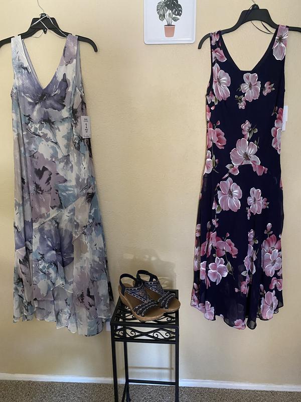 I chose the navy dress on the right