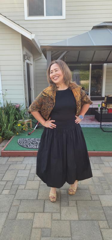 Women's Mixed-Media Bubble-Hem Midi Dress, Exclusively at Macy's