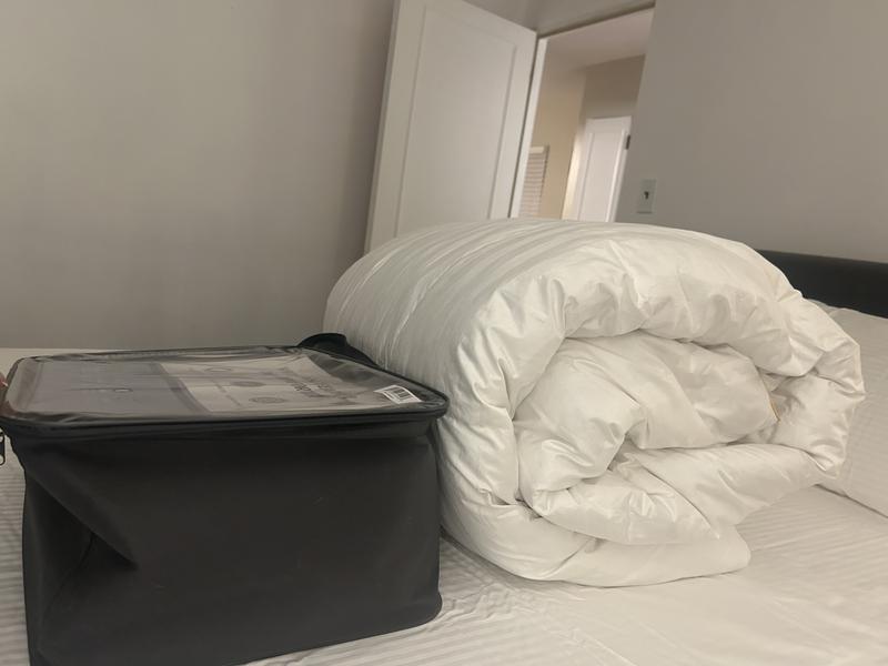 Expanded comforter after it was removed from packaging