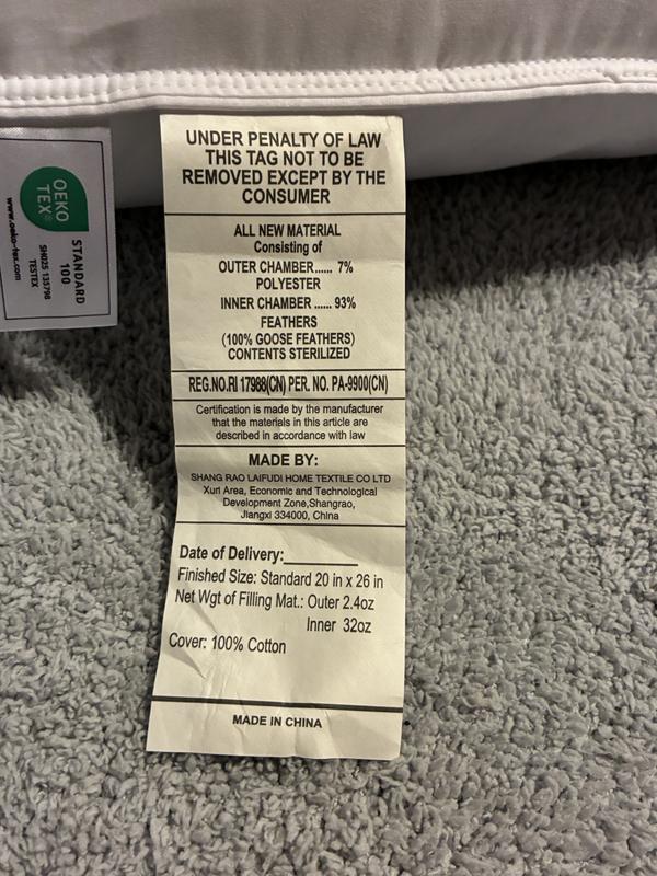 Made with 100% Goose Feathers