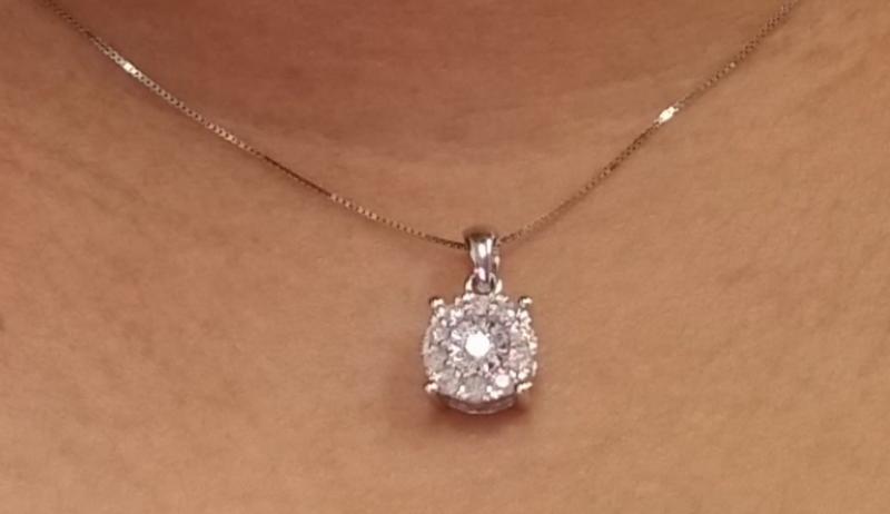 Diamond Halo 18 Pendant Necklace 1 3 ct. t.w. in 14k White Yellow or Rose Gold Macy s