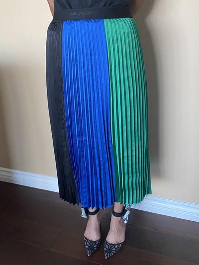 Karl Lagerfeld Paris Women's Tri-Color Pleated Midi Skirt