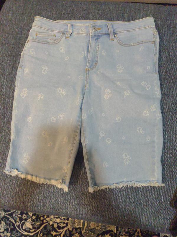 Women's Mid-Rise Raw-Edge Bermuda Jean Shorts, Created for Macy's