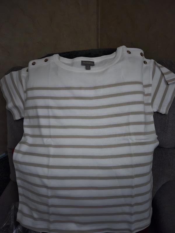 売れ筋商品|||スタイルアンドコー カットソー トップス レディース Women's Pima Cotton Button-Shoulder Top, Exclusively at Macy's Bright White Combo Style & Co Women's Pima Cotton Button-Shoulder Top