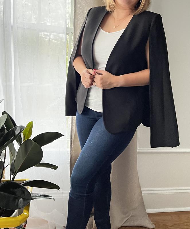 DKNY Women s Collarless Open Front Cape Sleeve Jacket Macy s