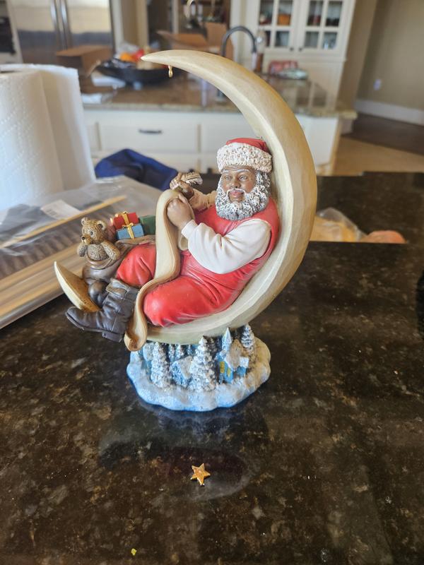 Small star that is supposed to be at the tip of moom was broken. Still love the Santa though.