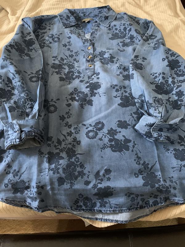 Happy floral print denim top