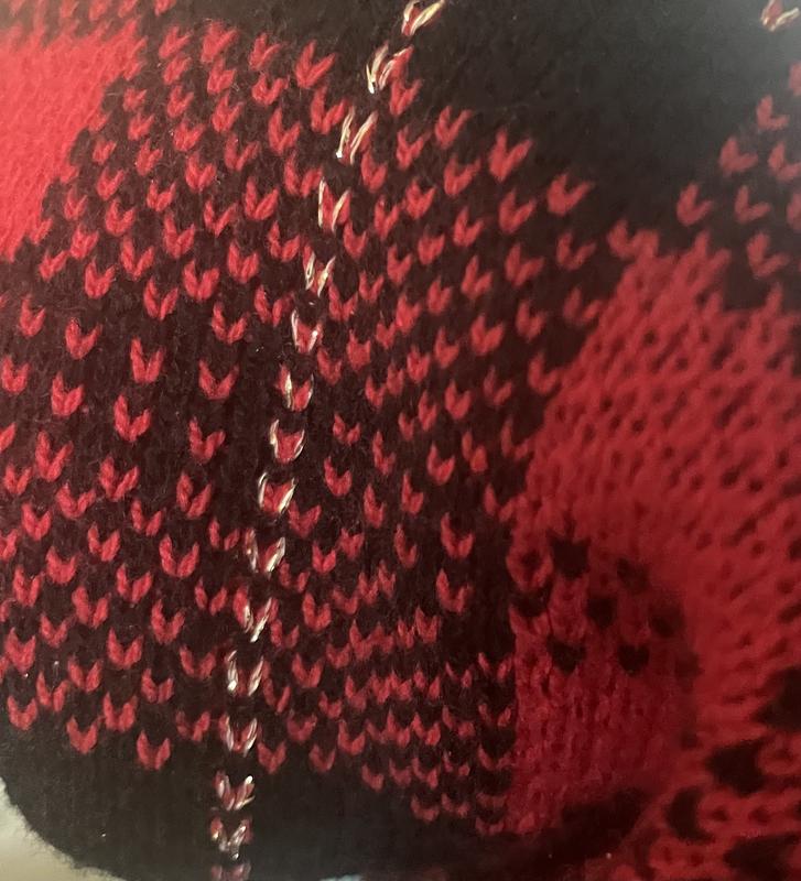 Silver metallic thread woven throughout the sweater