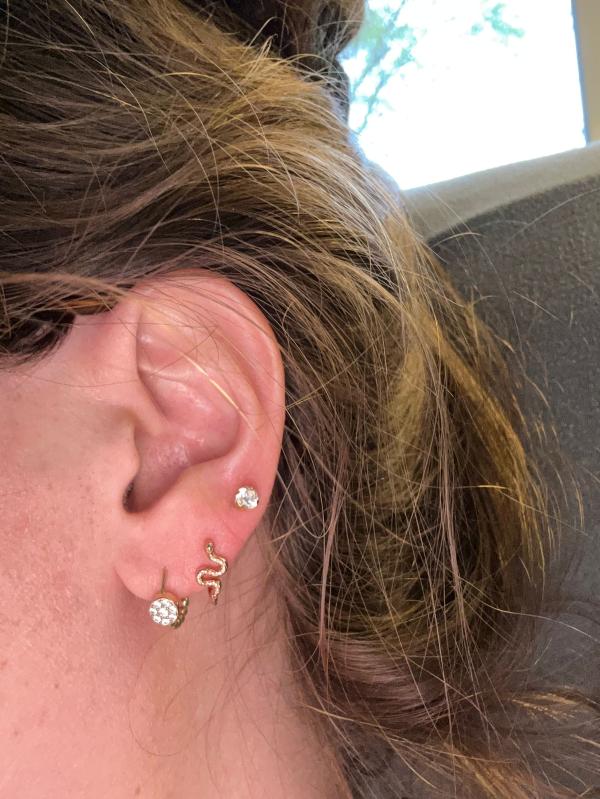 Customer photo for "Absolutely love these earrings!"