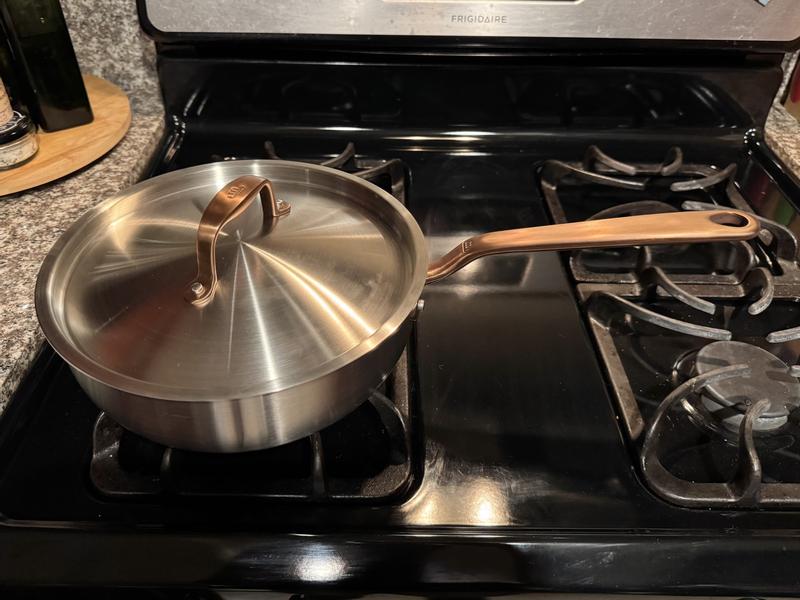 Customer photo for "Beautiful copper accents but thinner than I'd hope"