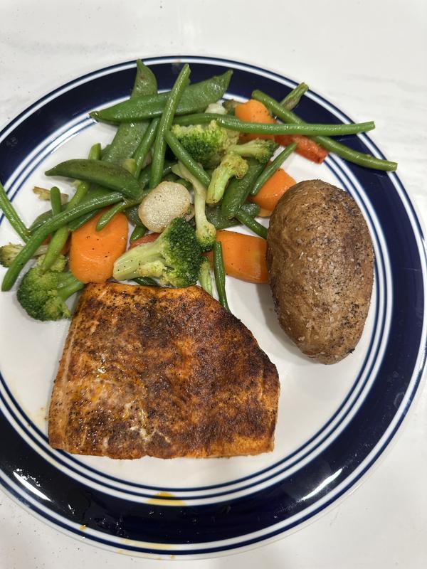 Salmon filet Cooked in my stainless steel pan after a long day!