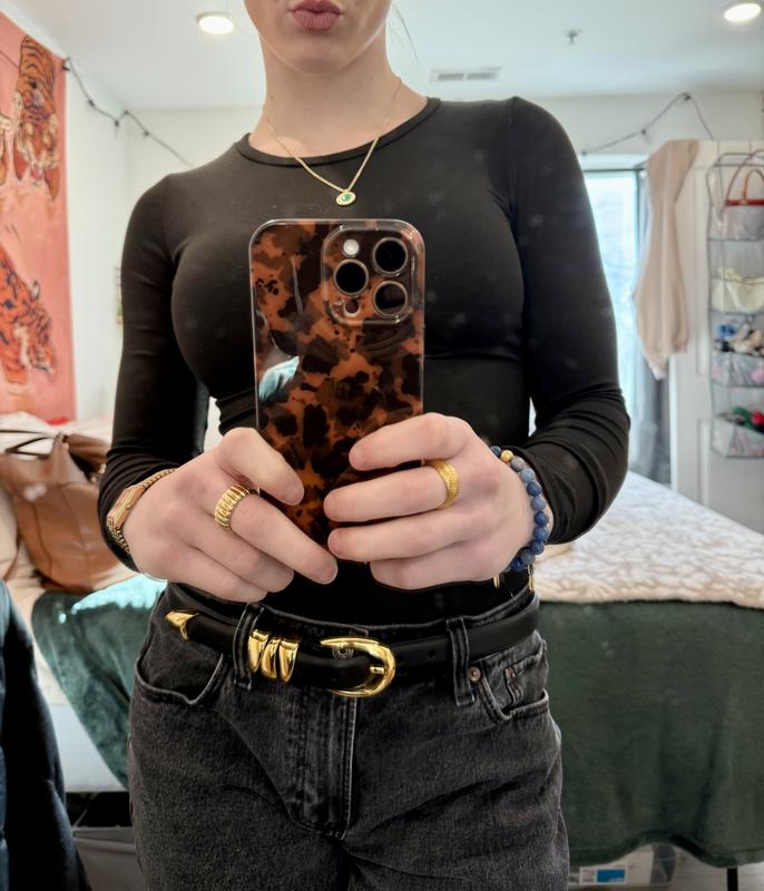 Chunky Metal Leather Belt