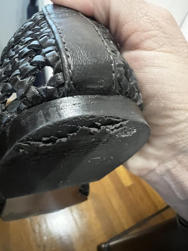 Customer photo for "Heel wear and tear on first wear"